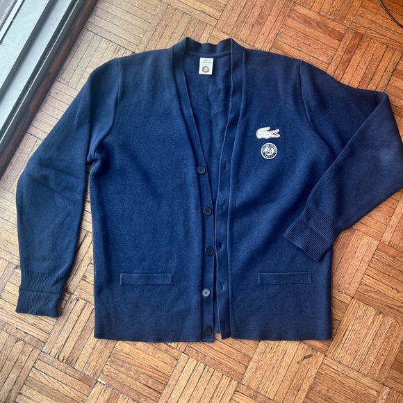 Lacoste “Roland Garros” Paris Collection Navy Blue Men's Cardigan Sweater-France - Picture 1 of 6
